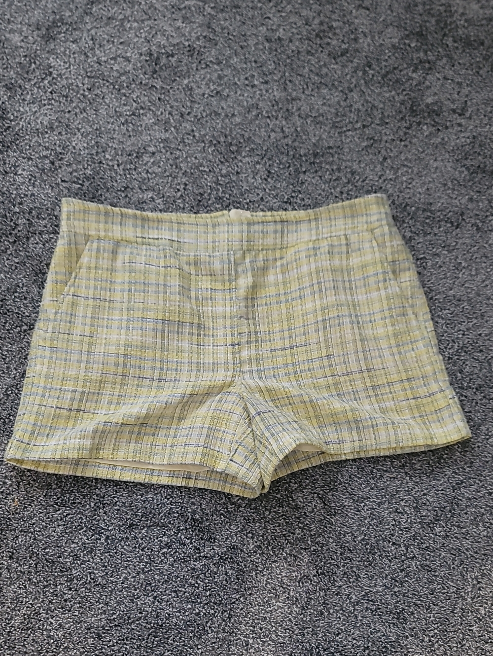High-Waist Yellow Plaid Women’s Shorts